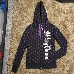 Abbey Dawn Rare Vintage Y2K Black‎ & Purple Skull Zip Up 2000s Style Jacket